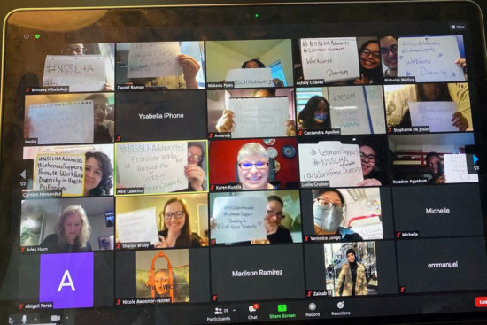 Lehman College chapter members on Zoom for Student Advocacy Day