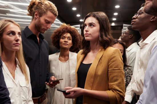 People on an elevator